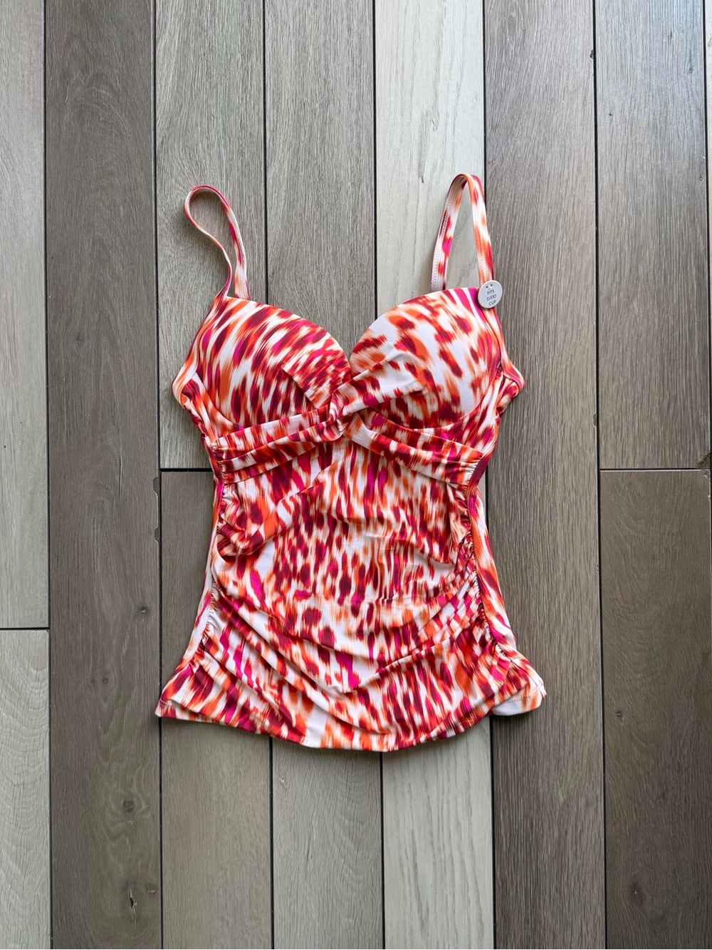 Nip Tuck Women’s Red Multi Print Tankini Swimsuit Top - Picture 2 of 9
